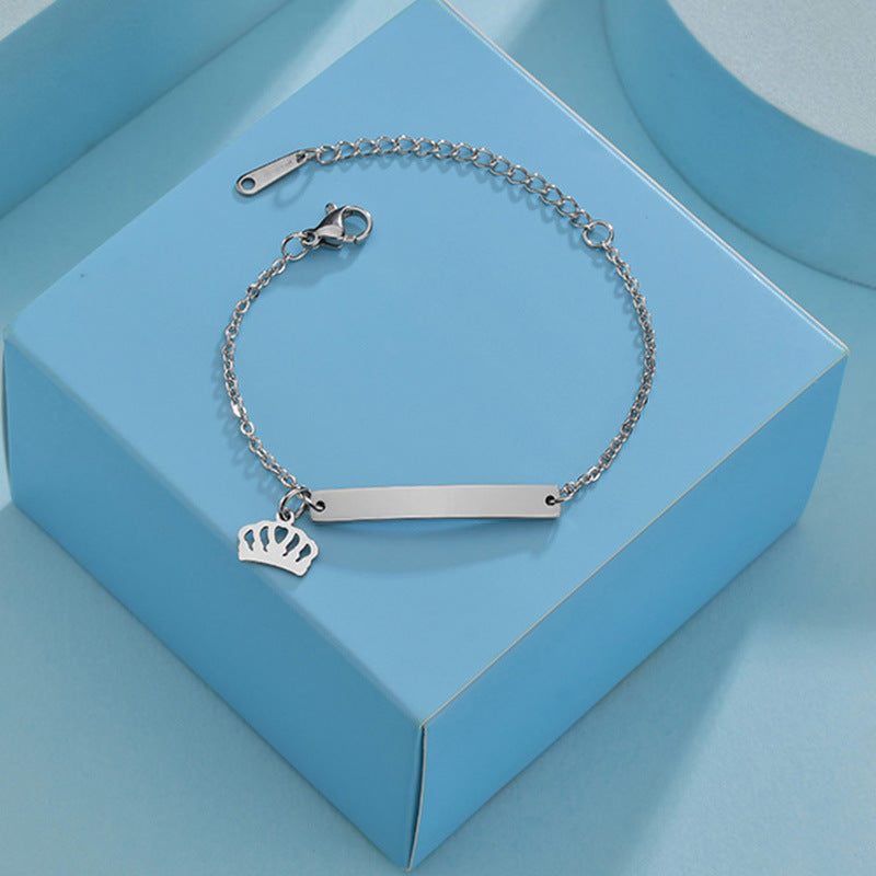 Stainless steel personalized engraved three color curved bracelet simple and personalized women's bracelet - Korvel