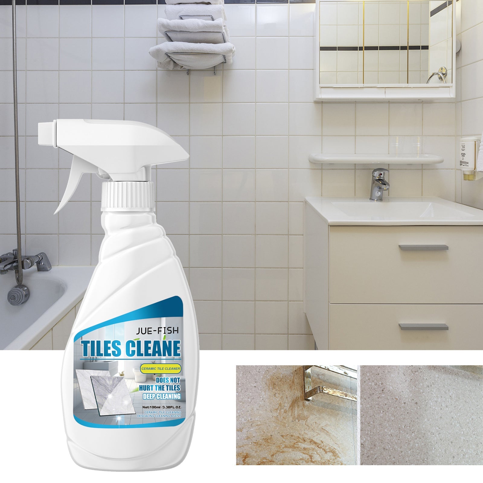 Tile Cleaner, Bathroom Tile Floor Marble Bright Strong Dirt Remover - Korvel