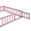 Wooden Full Size Children's Bed with Detachable Headboard and Integrated Clothes Drying Rack, Pink - Korvel