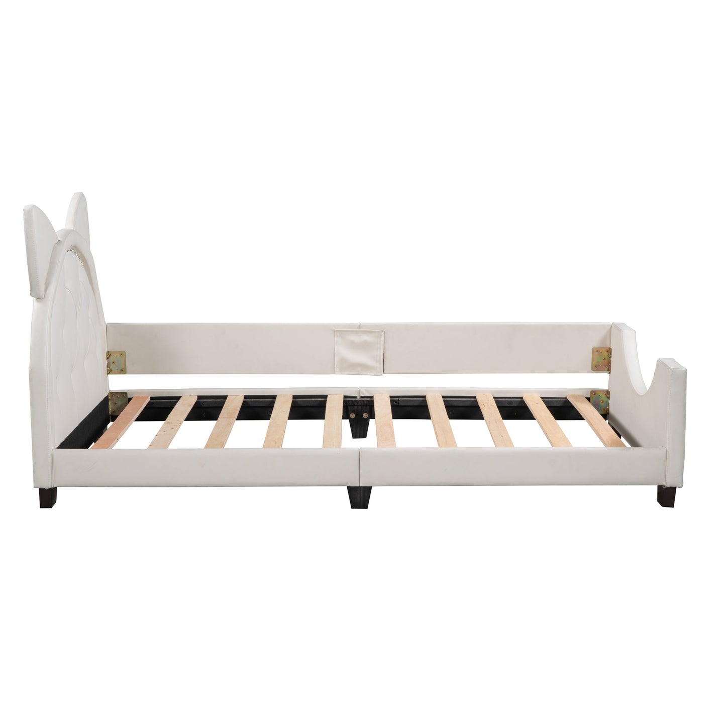 Twin Size Upholstered Daybed with Carton Ears Shaped Headboard  White - Korvel