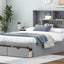 Full Size Platform Bed with Storage Headboard and 2 Drawers, Gray - Korvel