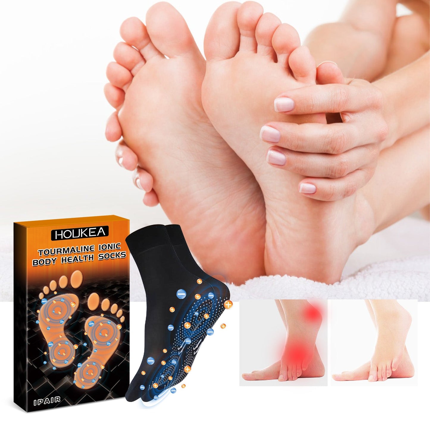 HOUKEA Tourmaline Ionic Body Health Socks for Foot Care