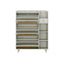 Natural Bohemian style shoe cabinet with 3 rattan flip drawers, 3 square shelves, and 1 storage drawer, white - Korvel