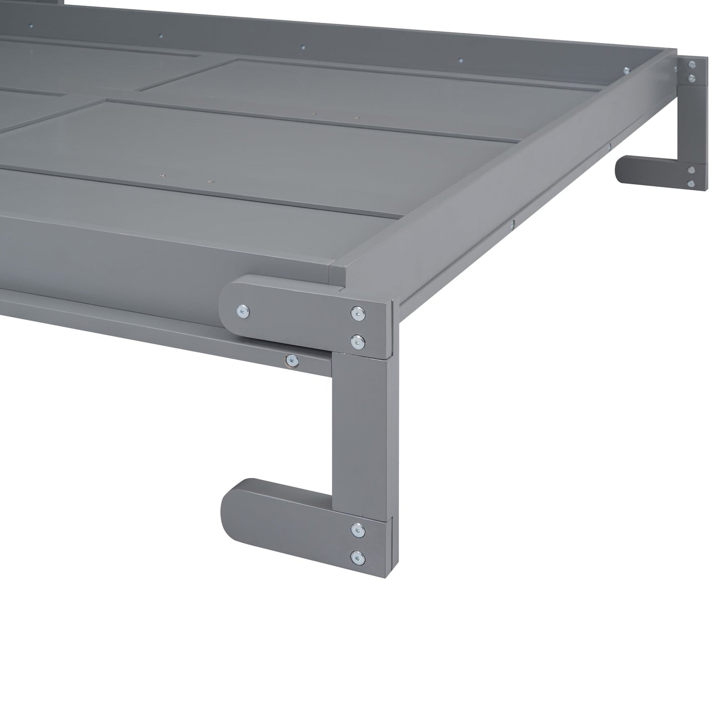 Queen Size Murphy Bed with a Shelf, Gray - Korvel