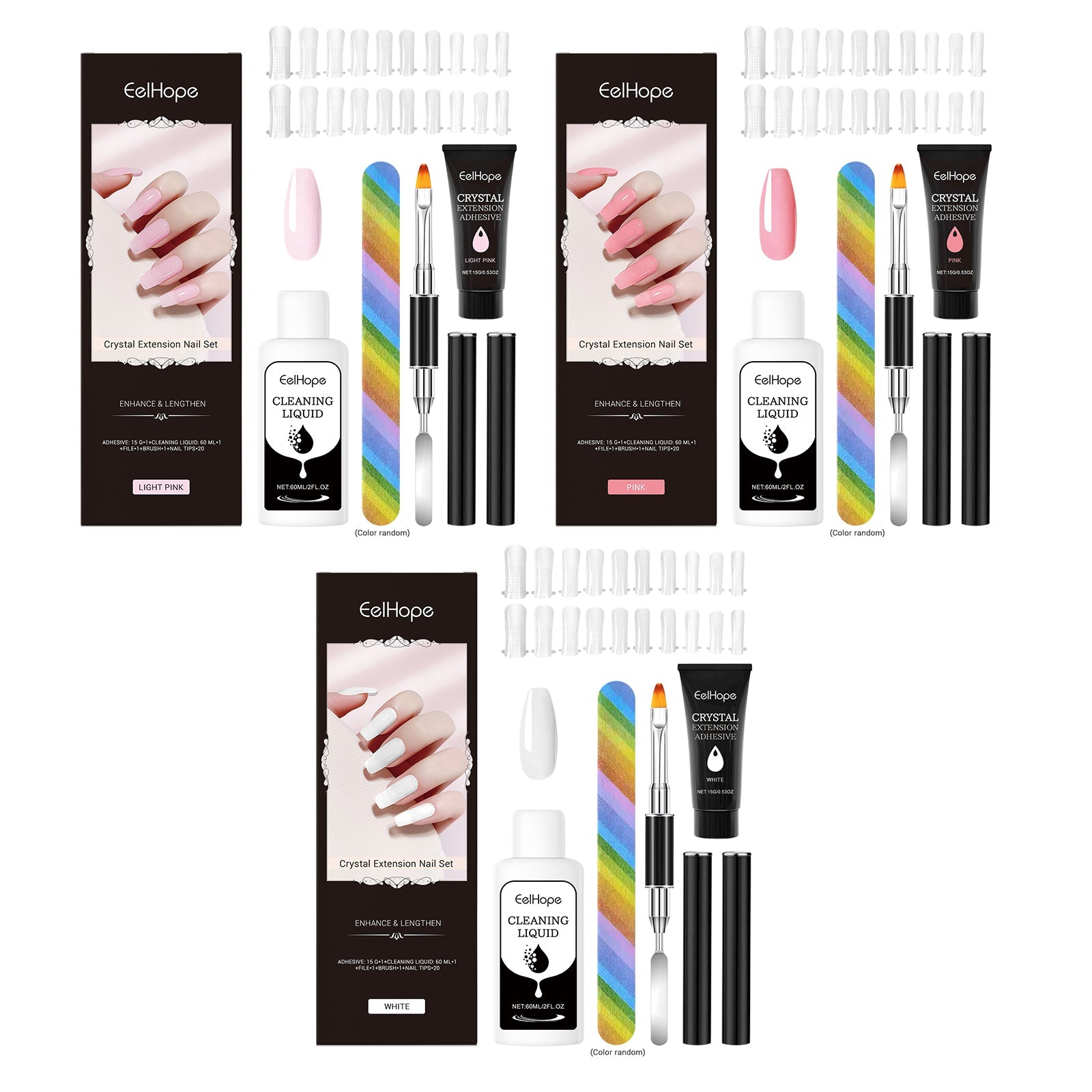 Crystal Extension Nail Set Nail Glue Simple Style Natural Three-Dimensional Modeling Nail Tool Set - Korvel