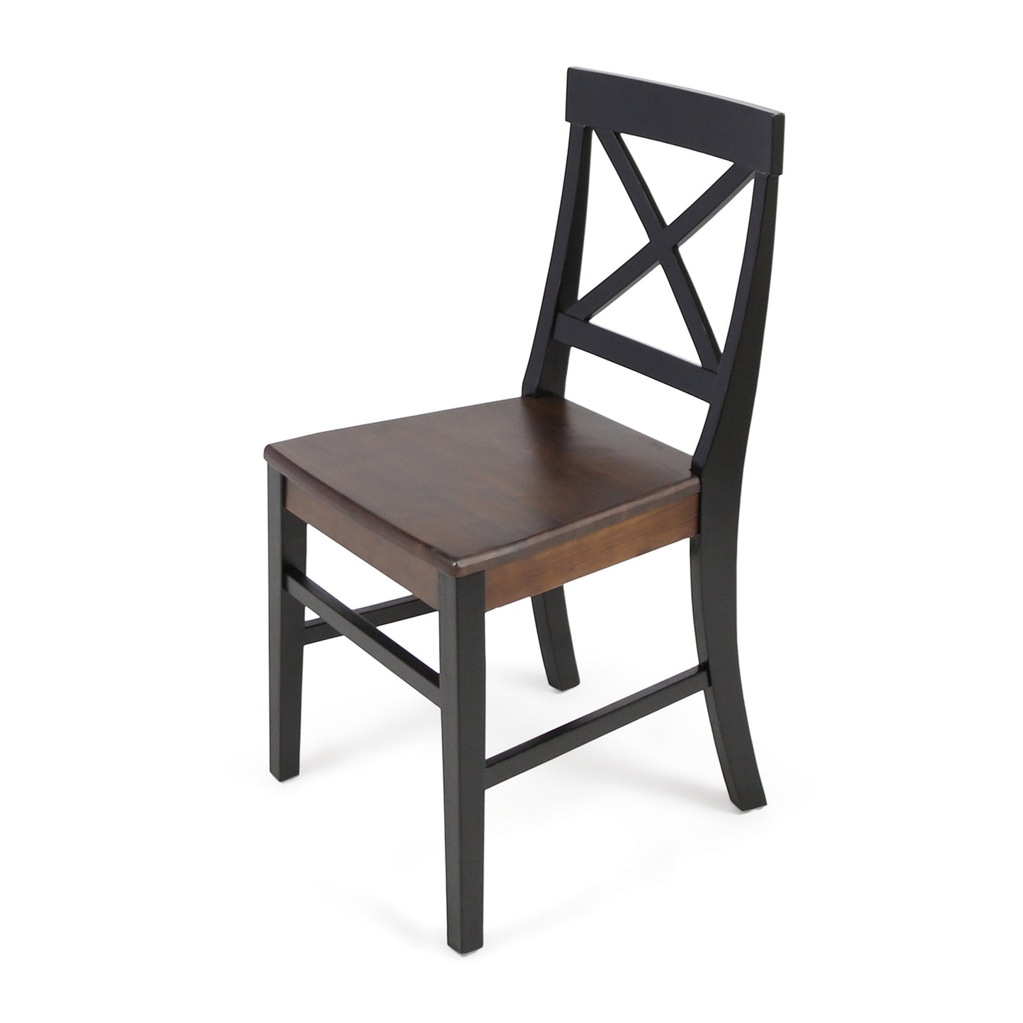 Roshan Farmhouse Acacia Wood Dining Chairs, Black / Walnut (Set of 2)