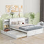 Queen Size Storage Platform Bed with Pull Out Shelves and Twin XL Size Trundle  White - Korvel