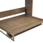 Full Size Murphy Bed with Wardrobe, Drawers and Open Shelves, Antique Grey - Korvel