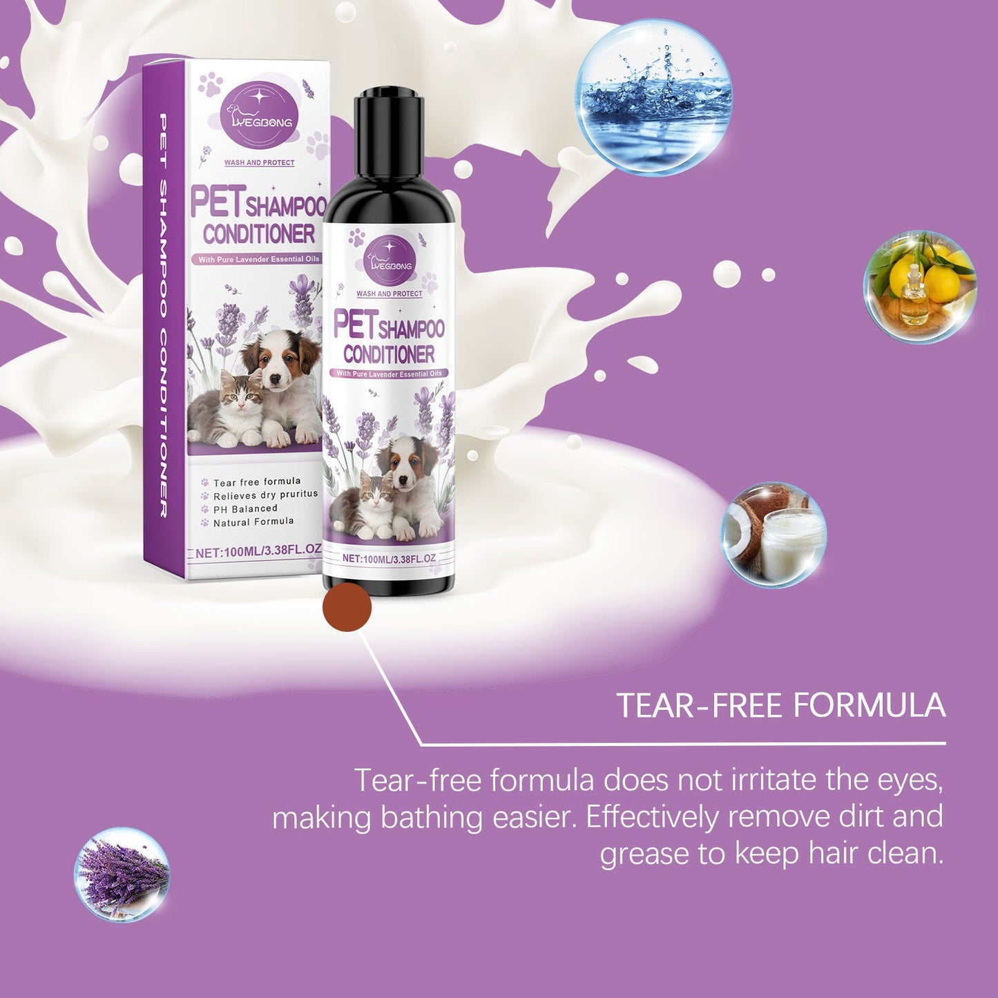 Premium Lavender Pet Conditioner for Cats and Dogs