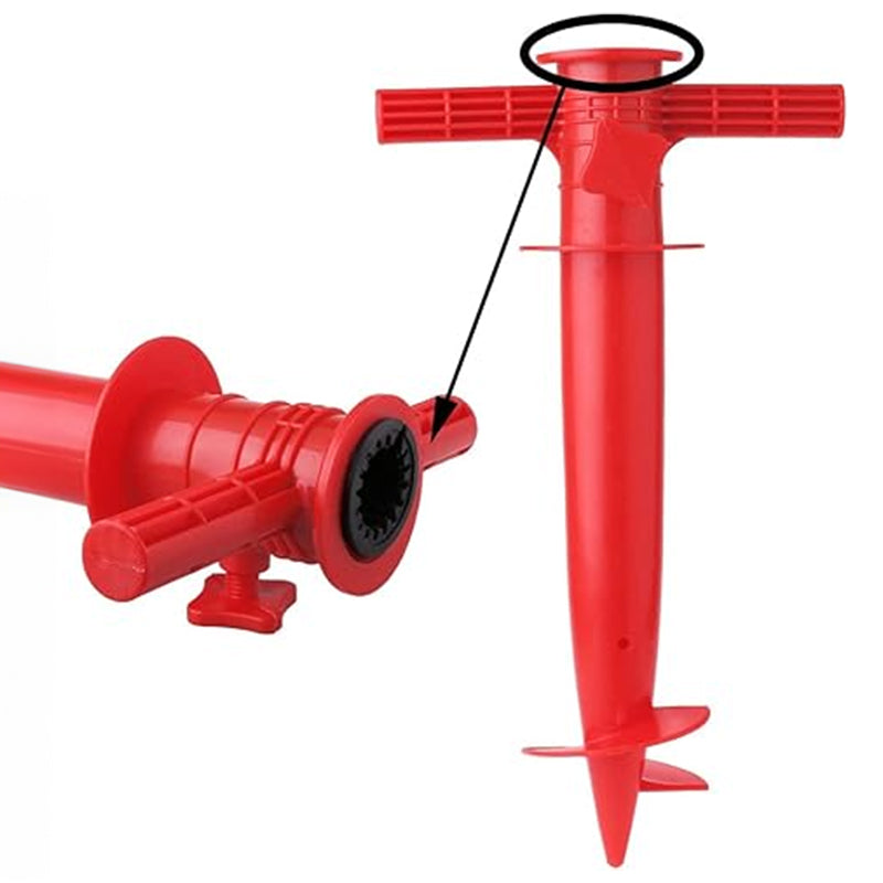 Plastic Adjustable Umbrella Base, Sun, Beach, Terrace, Sand, Ground Fixing Tools (Anchor Bracket, Spiral Tool, Tip Part), 1 Pc - Korvel