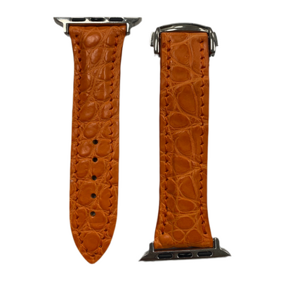 Tangerine Matte Alligator Apple Watch Band