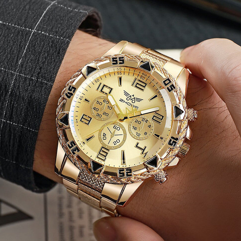 Men's Casual Sports Watch with Steel Strap and Large Dial