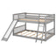 Full over Full Bunk Bed with Convertible Slide and Ladder  Gray - Korvel