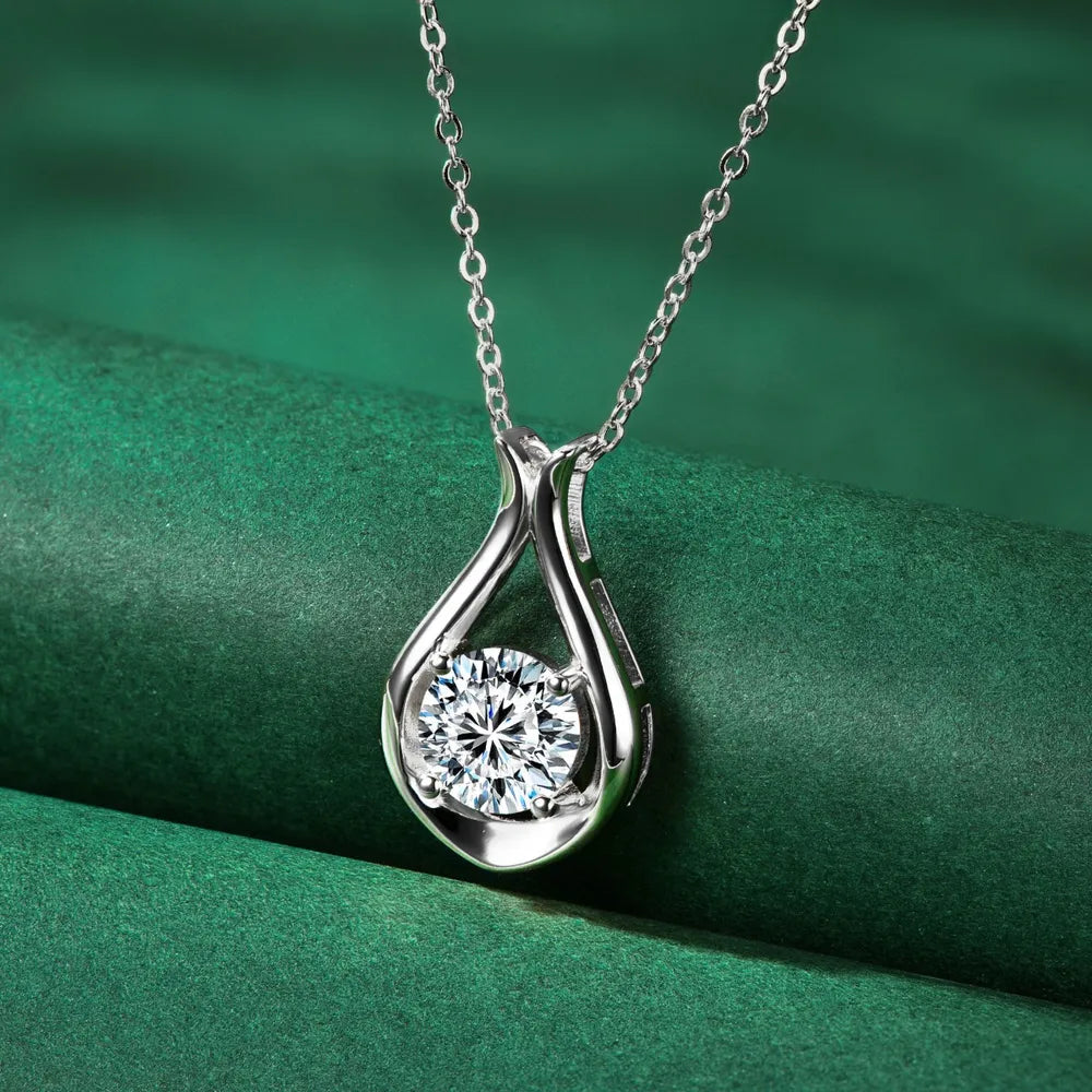 2 Carat Moissanite 925 Sterling Silver Pendant Necklace - Korvel
