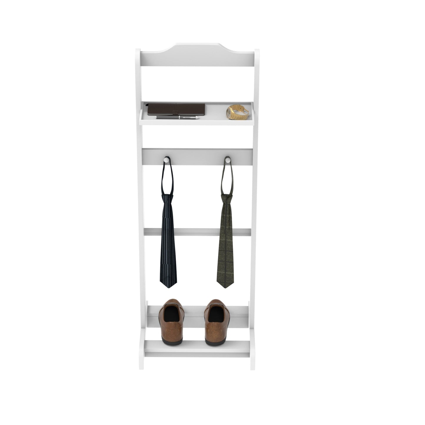 Accent Portable Garment Rack with Storage Organizer - White Finish