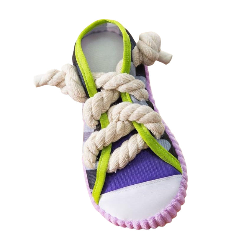 Durable Dog Toy Slippers for Self-Entertainment and Teeth Cleaning with Cotton Rope for Pet Dogs - Korvel