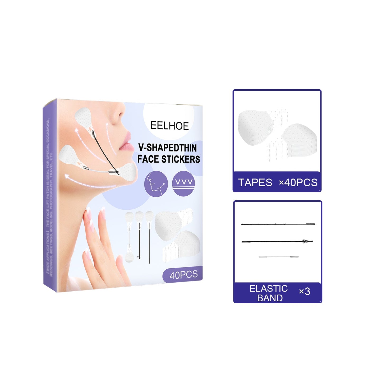 V-Shaped Thin Face Stickers, Tighten Facial Skin And Shrink Jaw Muscles V Face Lift Shaper - Korvel
