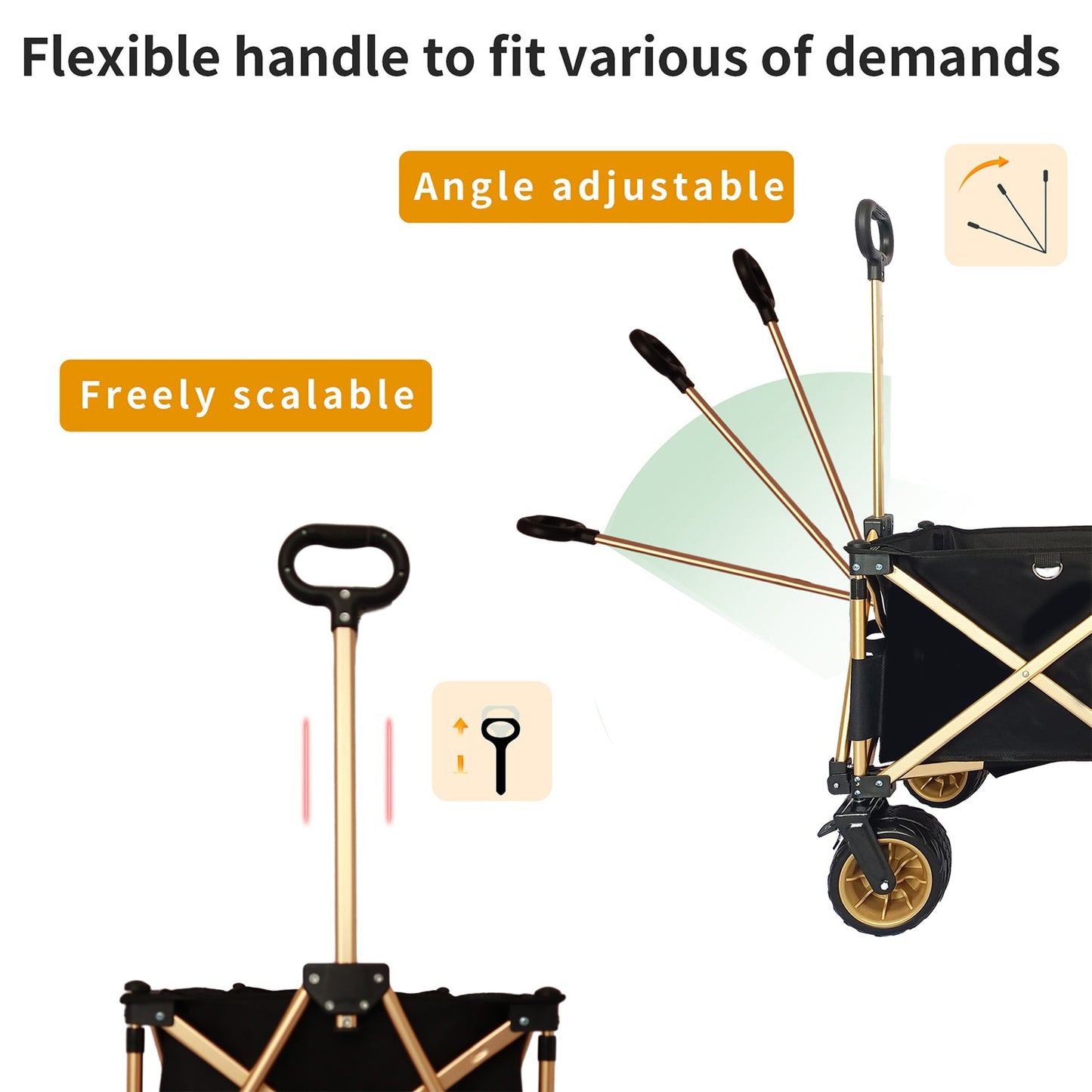 Chariot de Plage Pliable Haute Résistance avec Grandes Roues