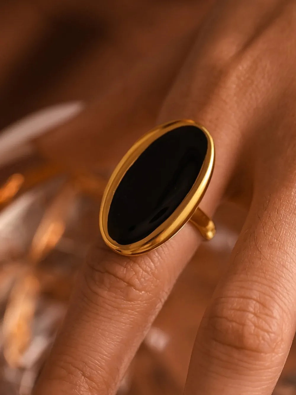 Anillo Abierto Elíptico en Acero Inoxidable - Lujo Francés Ligero
