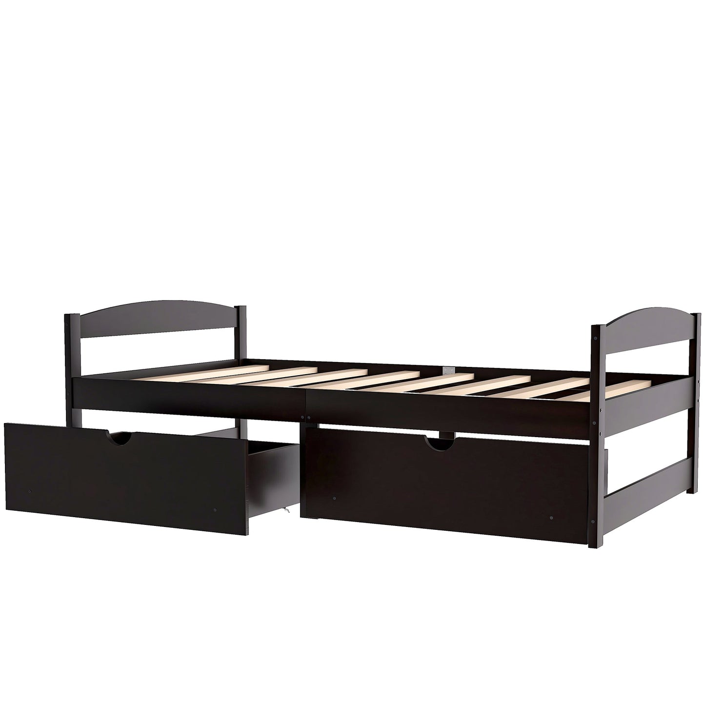 Espresso Twin Size Platform Bed with Two Drawers