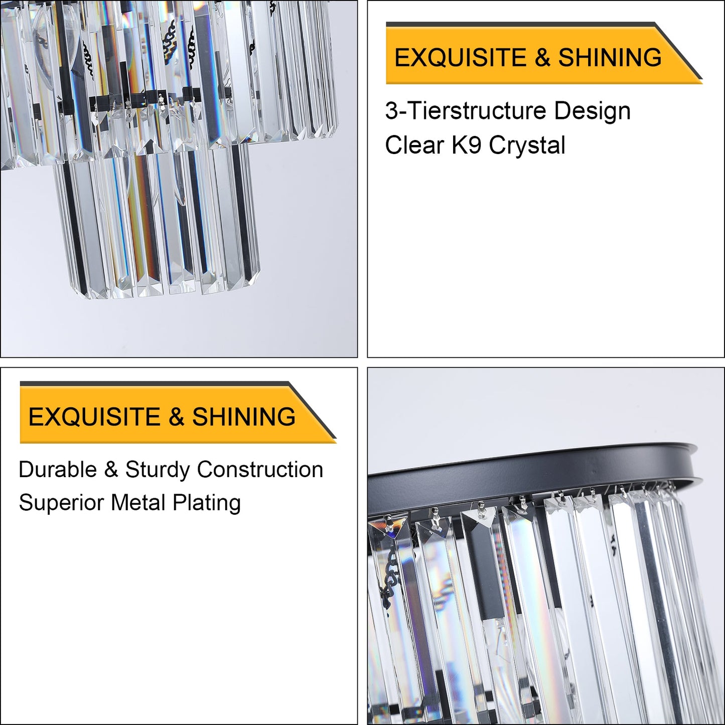 Candelabro de Cristal Negro de Lujo para Espacios Modernos