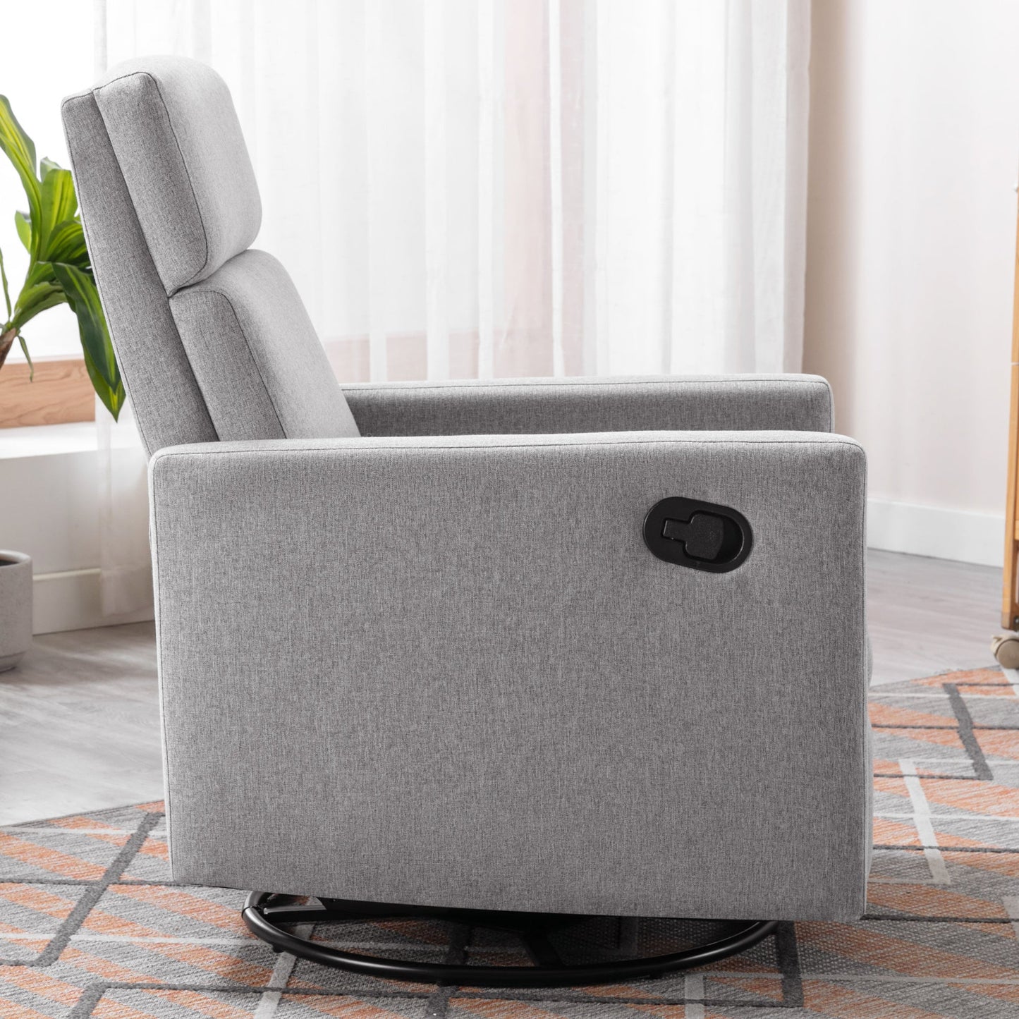 Chaise à bascule rembourrée moderne pour nursery - Gris
