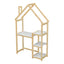 House-shaped Wooden writing Desk Kids study Table Bookshelf & Toy Storage Natural - Korvel