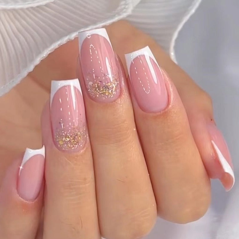French simple glitter girl’s soft and tender wearable manicure nails - Korvel