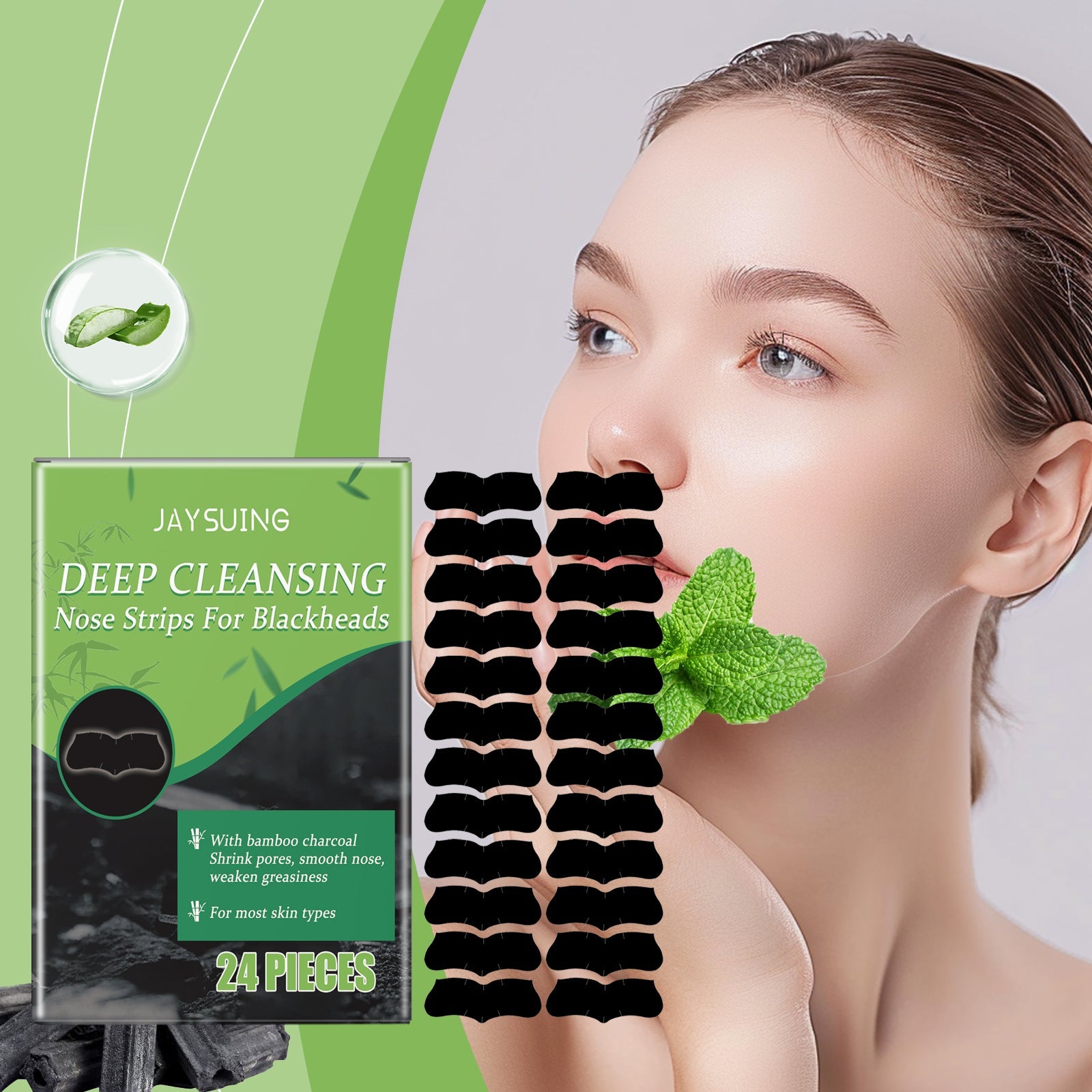 Charcoal Blackhead Pore Patch Gently Cleans Face From Blackheads And Improves Rough Pores - Korvel
