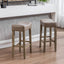 Counter Height 29" Bar Stools for Kitchen Counter Backless Faux Leather Stools Farmhouse Island Chairs (29 Inch Gray Set of 2) - Korvel