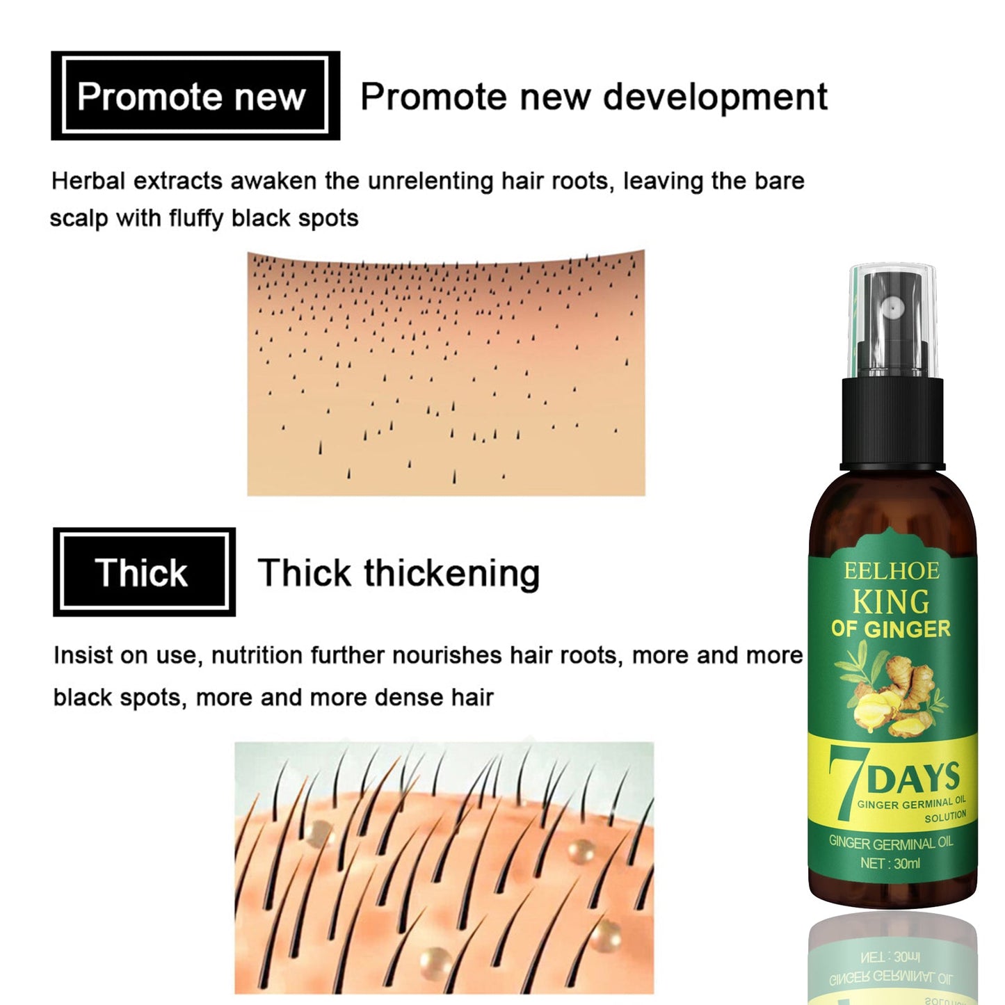 Spray para el cabello con jengibre para fortalecer y nutrir el cabello