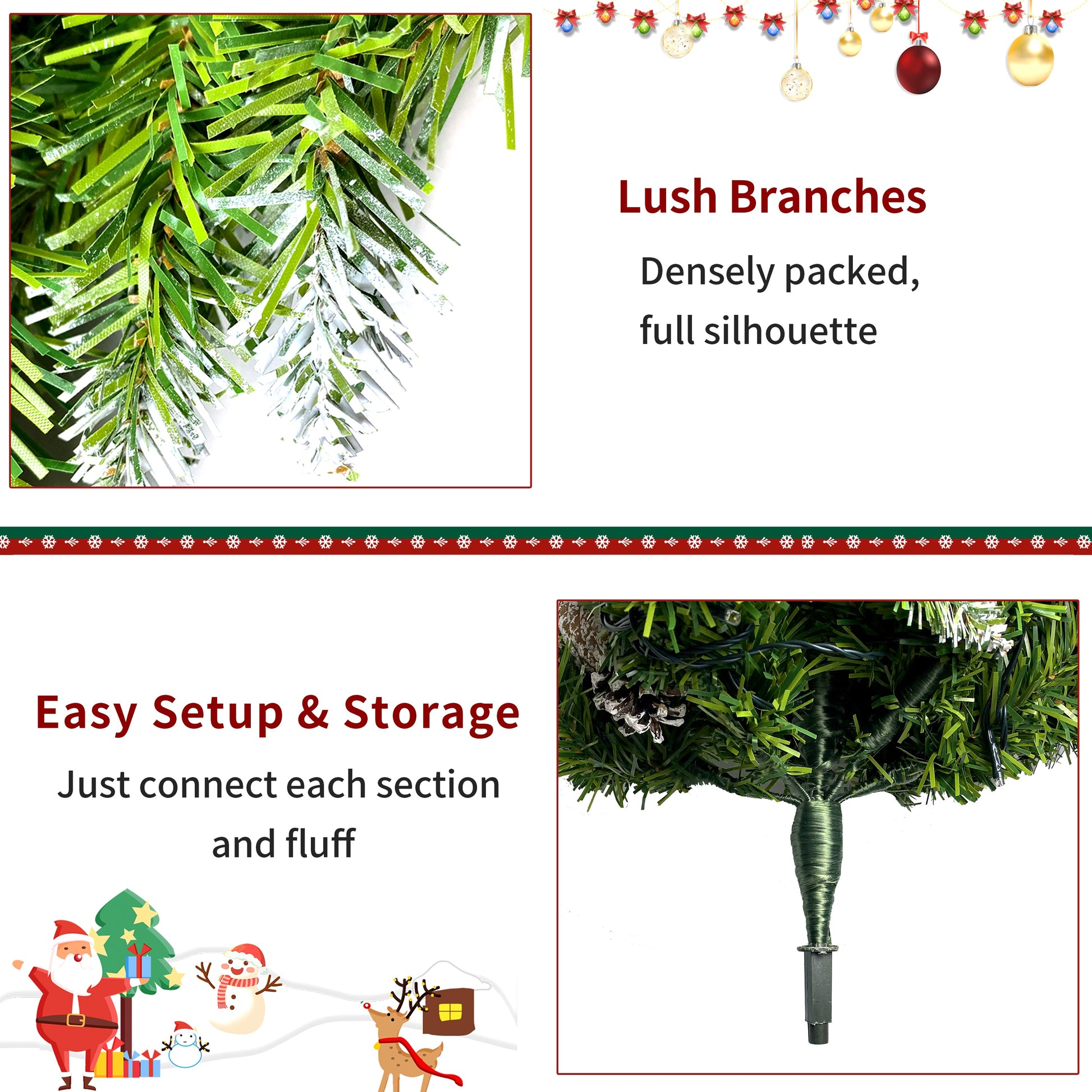 Christmas Tree Artificial Christmas 4-piece Set, including flower wreath, flower wreath, and 2 entrance trees, with LED lights - Korvel