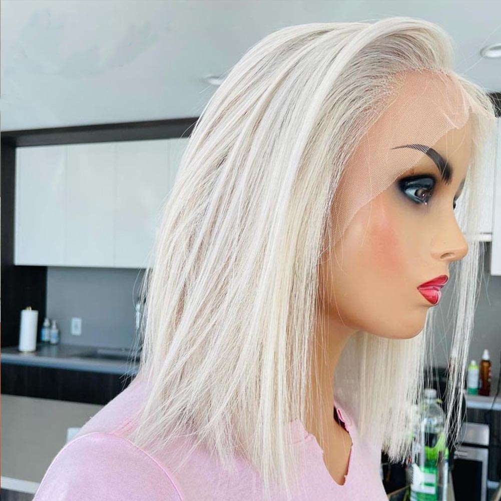Women's Chemical Fiber Front Lace Wig Straight Hair Short Hair Headset Natural Hairline Wig - Korvel