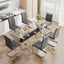 Dining table Modern tempered glass dining table Large modern office desk with silver plated metal legs and MDF crossbars - Korvel