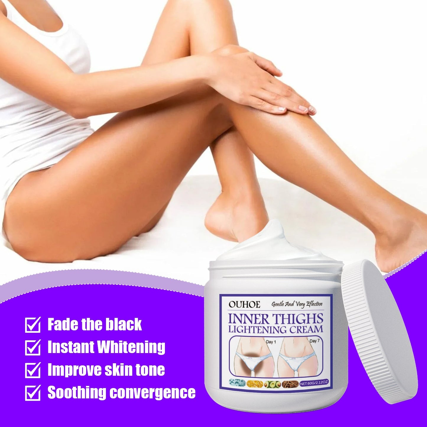 Thigh Beauty Cream, Brightening Inner Thighs, Hydrating And Moisturizing Skin, Cleansing And Caring Leg Beauty Cream - Korvel