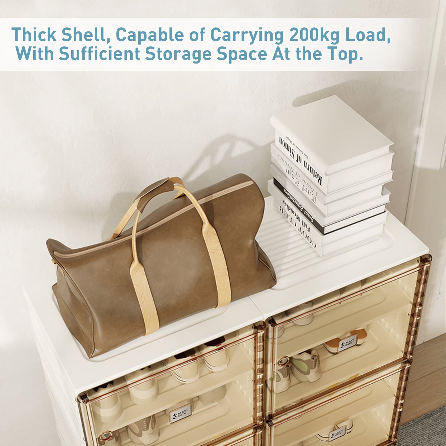 Portable Shoe cabinet Living Room,Stackable Storage Organizer Cabinet with Doors and Shelves,Shoe Box for Closet - Korvel