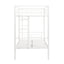 Twin metal bunk beds, metal structure bed frame with safety guardrails and 2 ladders, convertible bunk beds, white - Korvel