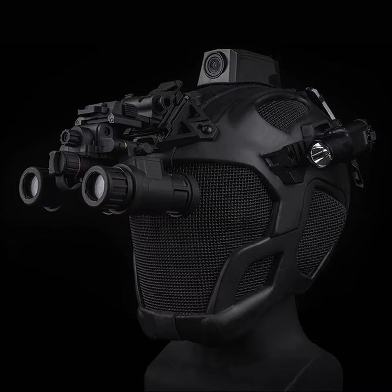 Lightweight EVA tactical helmet for hunting, airsoft, etc. Steel mesh mask included, good for cosplay. - Korvel
