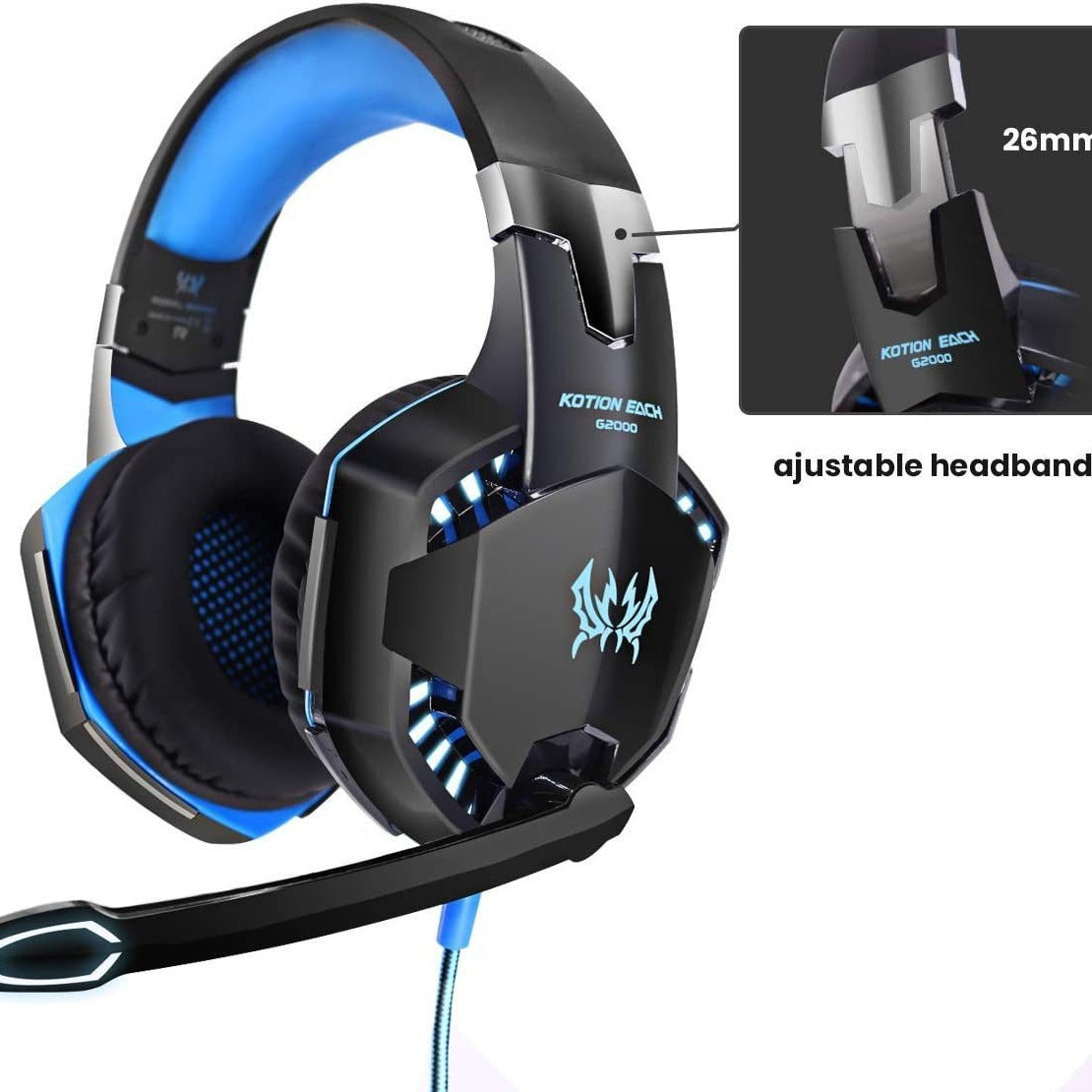 G2000 Head Mounted Gaming Earphones with Wired Illumination Heavy Bass Earphones Computer Esports PS4 Earphones - Korvel