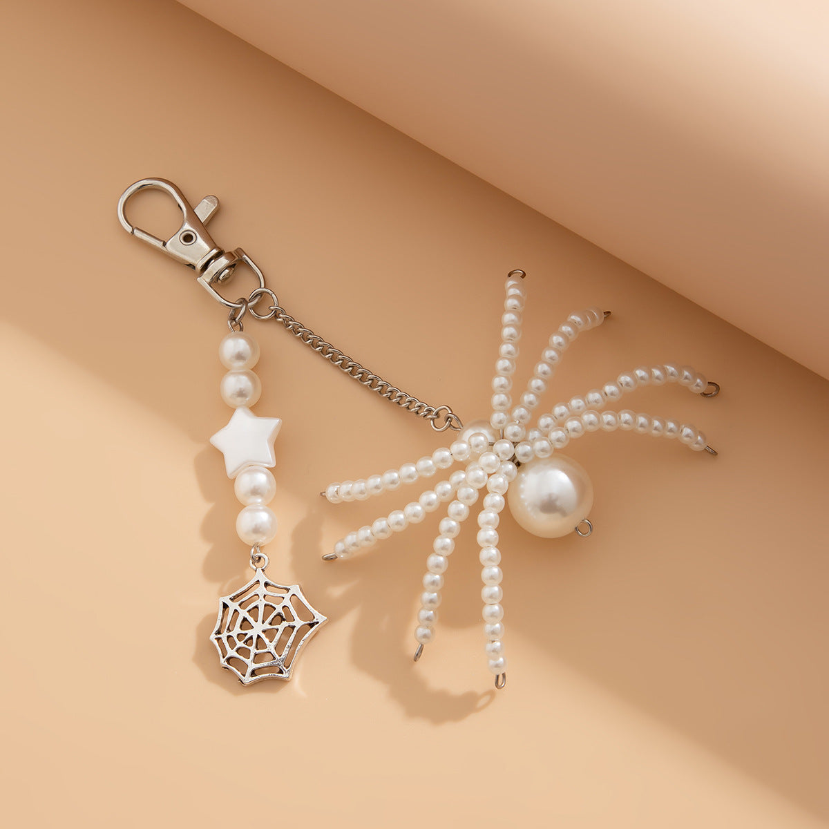 3-piece Sunflower Crystal Keychain White Pearl Weaving Spider Accessory Set - Korvel