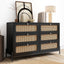 Commode moderne en bois de vignes de chanvre à 6 tiroirs en noir