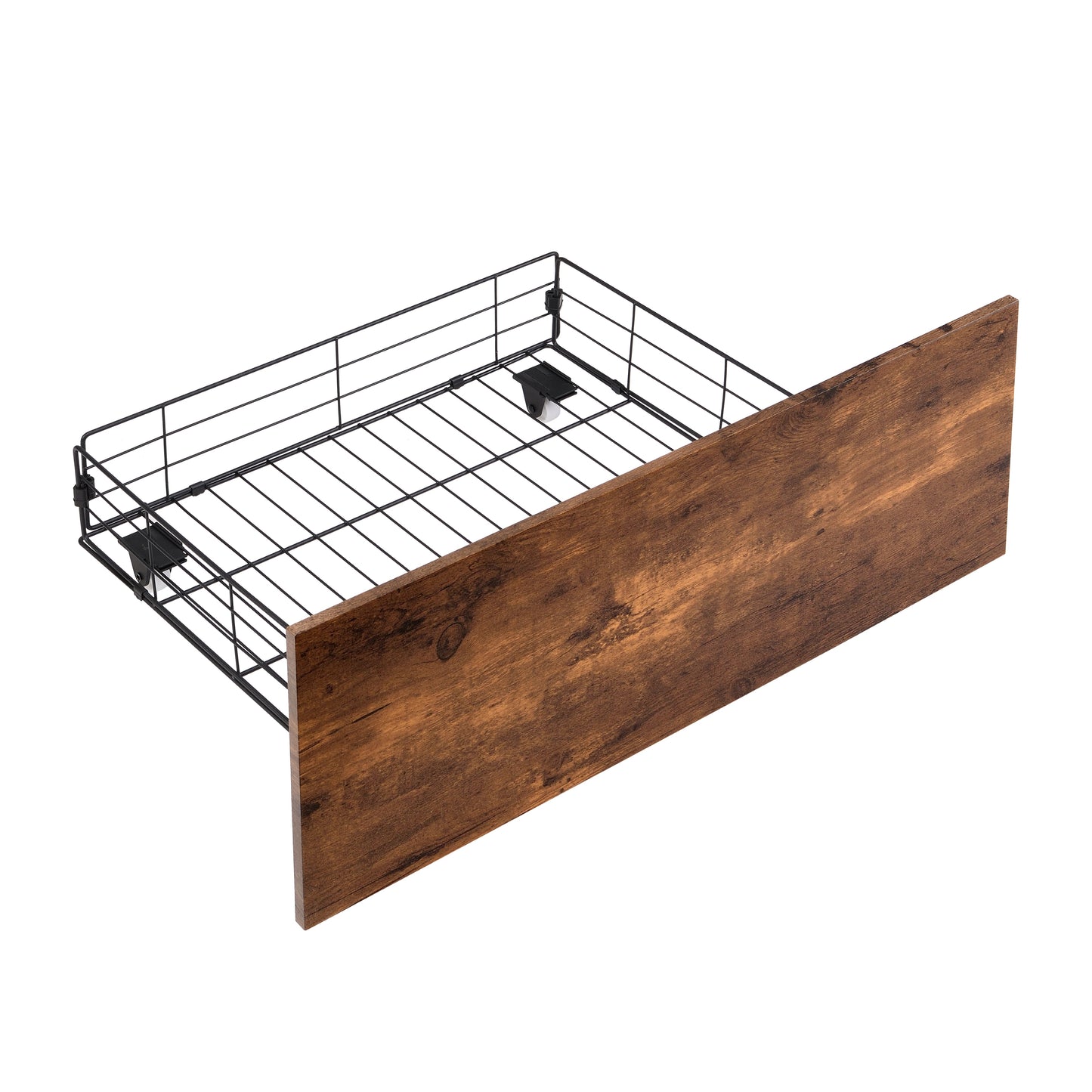 Full size bedstead with storage headboard and 2 drawers, LED light bed with charging station, metal Flat noodles support - Korvel