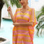 Tassel Openwork Striped V-Neck Cover Up - Korvel