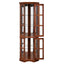 Corner Curio Cabinet with 5 Shelves and Lighting System, Oak(E26 light bulb not included) - Korvel
