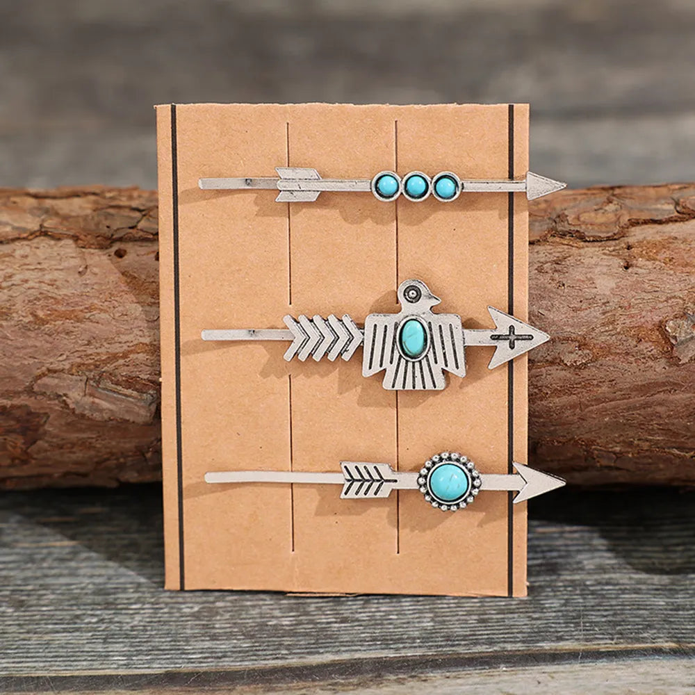 3 PCS/Set Artificial Turquoise Hair Pins - Korvel