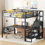 Cama loft de metal de tamaño completo con escritorio y opciones de almacenamiento