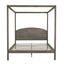 Elegant Queen Size Canopy Platform Bed with Headboard - Brown Wash