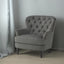 Modern grey fabric club chair and Ottoman set, stylish cushioned armchair, paired with Ottoman style - Korvel