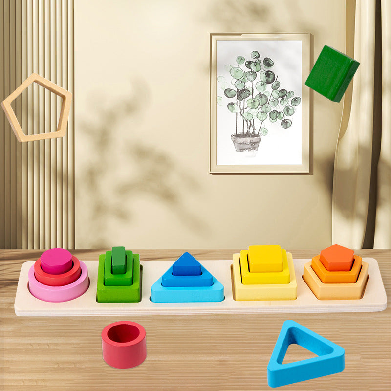 Geometric shape column matching assembly for children's enlightenment, boys and girls' early education puzzle toys, building blocks - Korvel