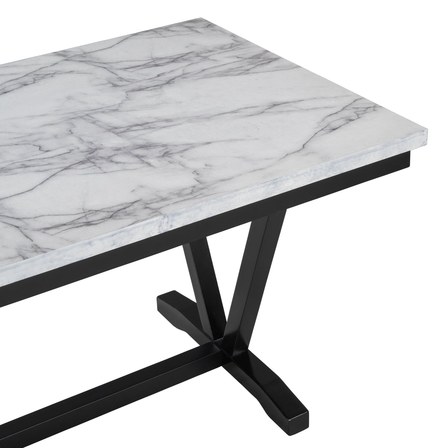 Ensemble de salle à manger moderne TREXM en 6 pièces avec table, chaises et banc